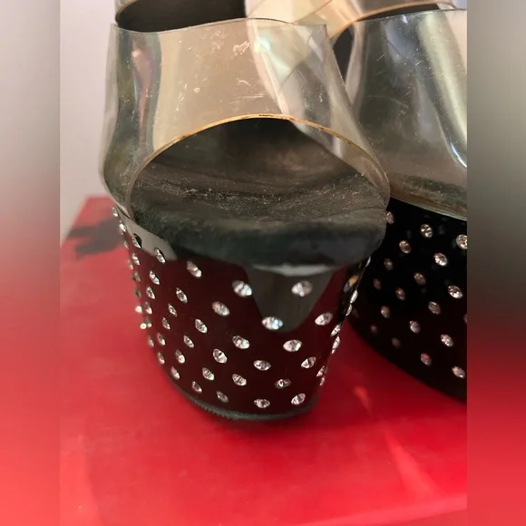 Pleaser Stardust Black Rhinestone Platform heels. - Picture 5 of 14